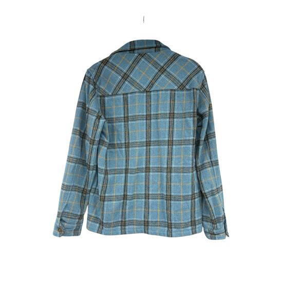 Zyia Blue Green Plaid Shacket Jacket Fall Layer Wool Blend Womens Small - Picture 4 of 6
